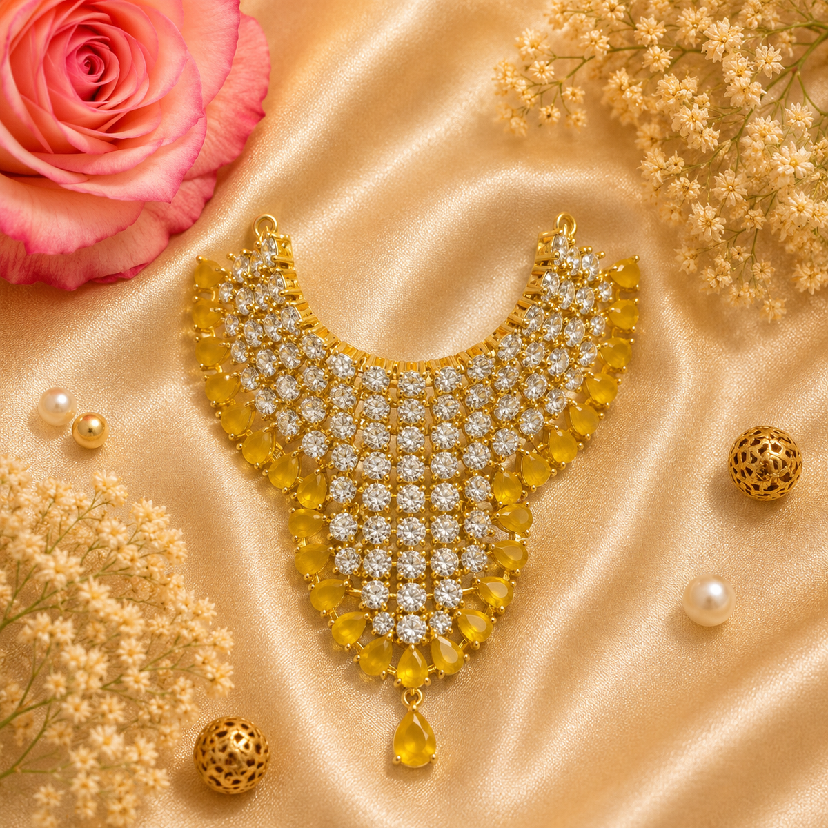 Moti Shwet Necklace Set