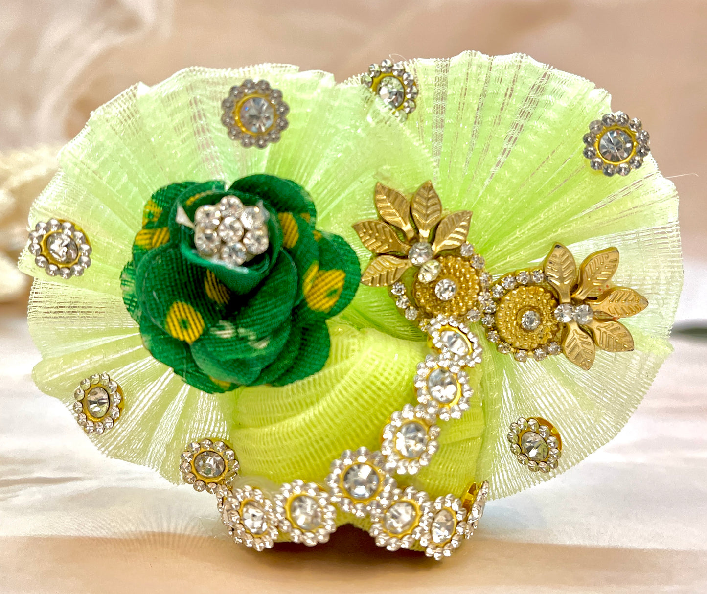 Green Motif with Pearls Laddu Gopal Dress