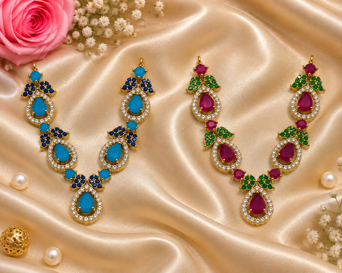 Neel Ruby Harit Necklace Set (Pack of 3)
