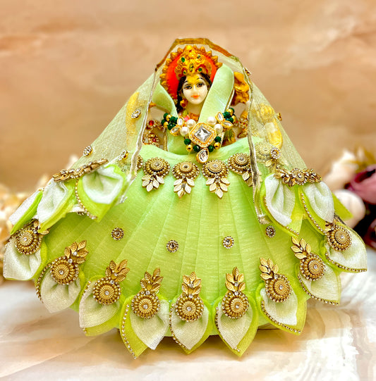 Mata Rani Pista Green Leaf Lehenga, choli & Duppatta- 3 piece set
