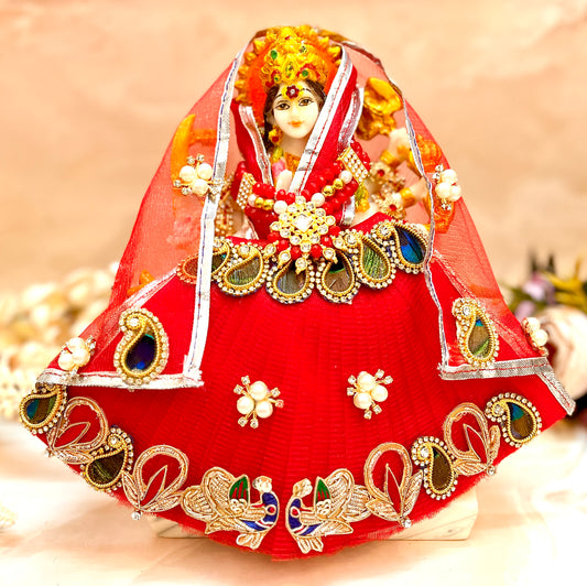 Mata Rani Red Peacock Lehenga, choli & Duppatta- 3 piece set