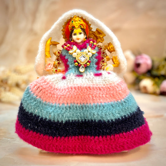 Sky blue Woollen Mata Rani Lehenga, Choli & Patka