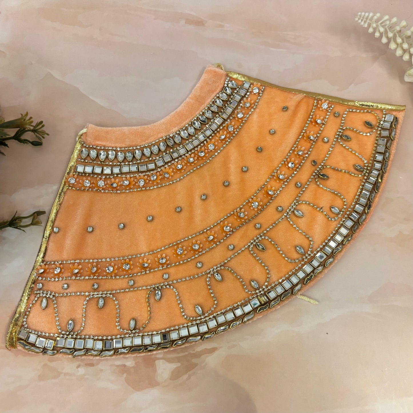 Peach Adhya Shringar Velvet Mata Rani Dress