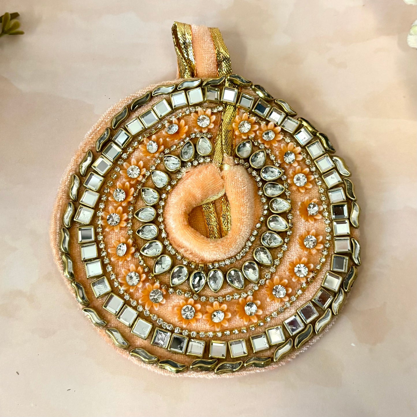 Peach Royale Velvet Laddu Gopal Dress