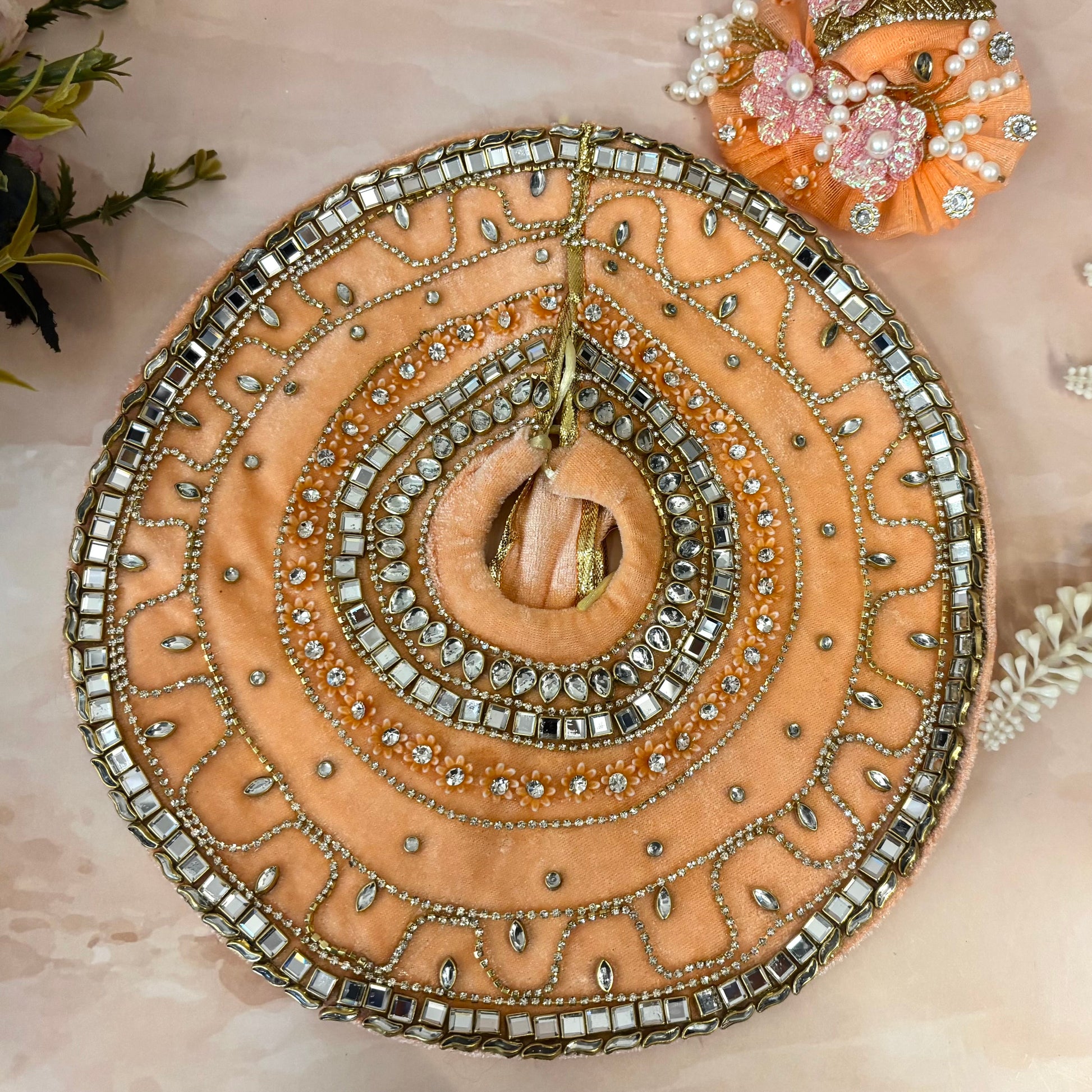 Peach Royale Velvet Laddu Gopal Dress