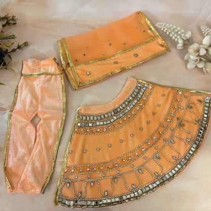 Peach Adhya Shringar Velvet Mata Rani Dress