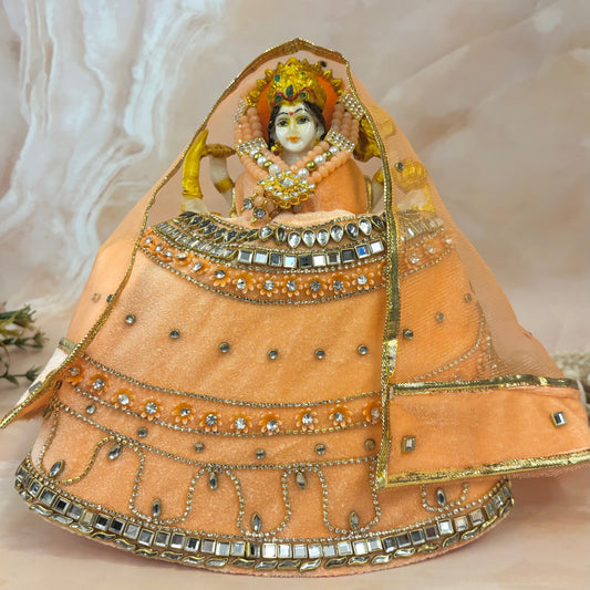 Peach Adhya Shringar Velvet Mata Rani Dress