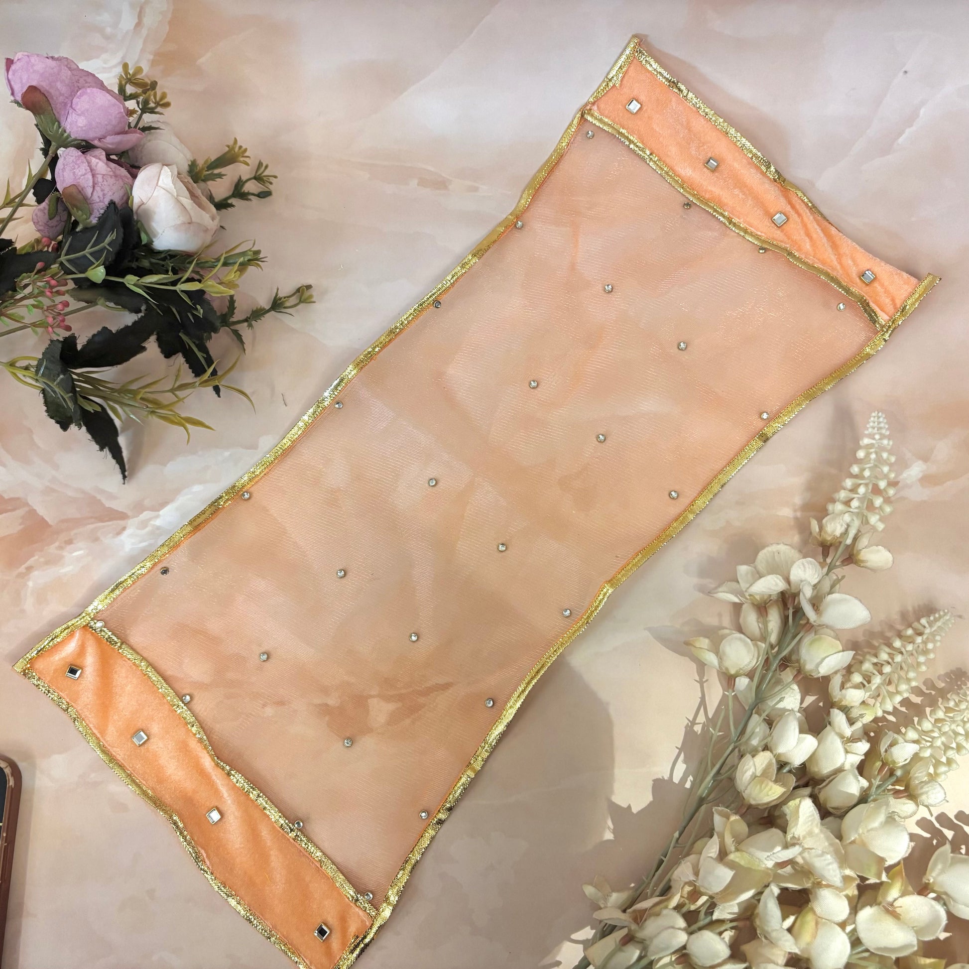 Peach Adhya Shringar Velvet Mata Rani Dress