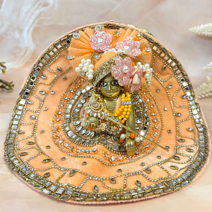 Peach Royale Velvet Laddu Gopal Dress