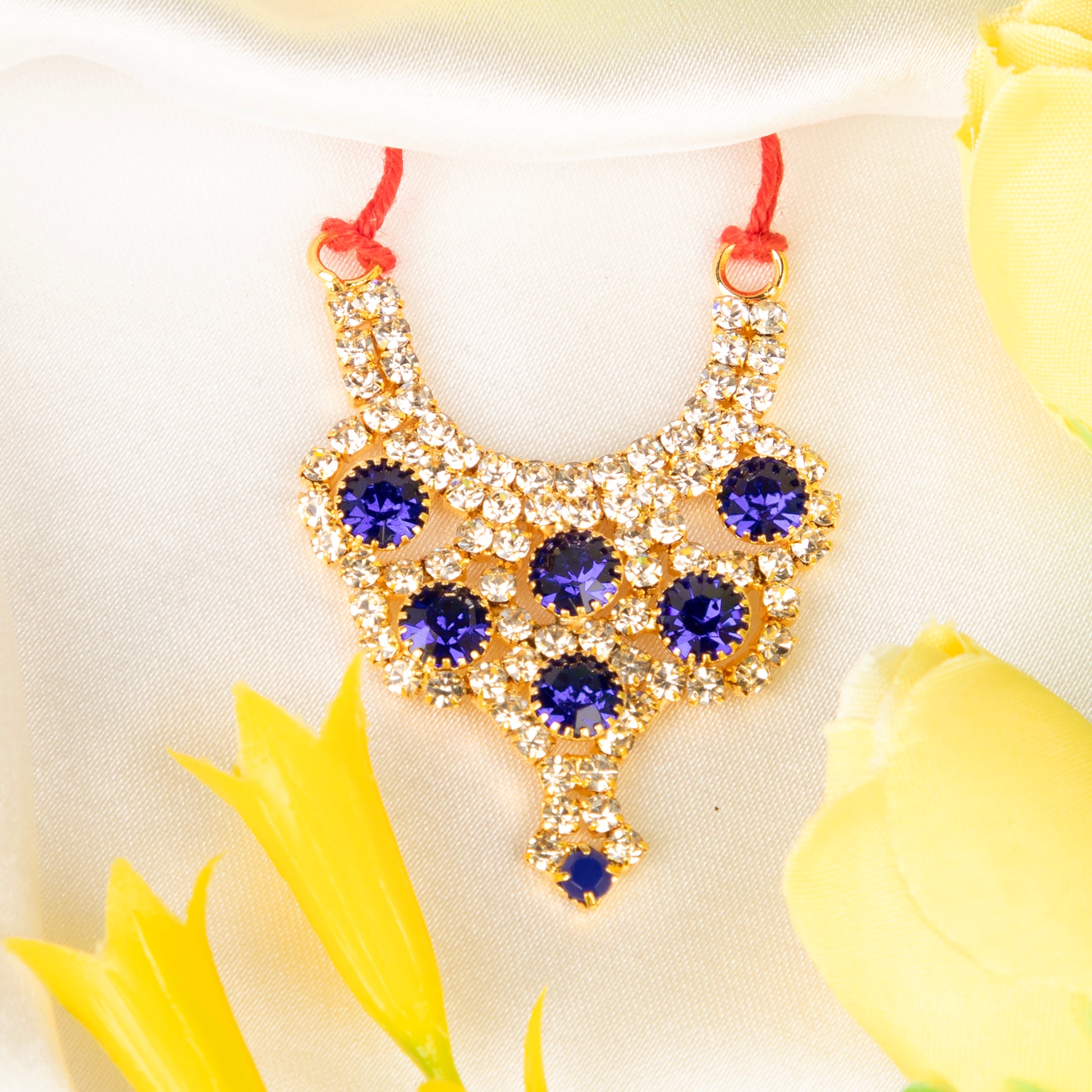 Gold necklace with blue stones with beautiful Design 