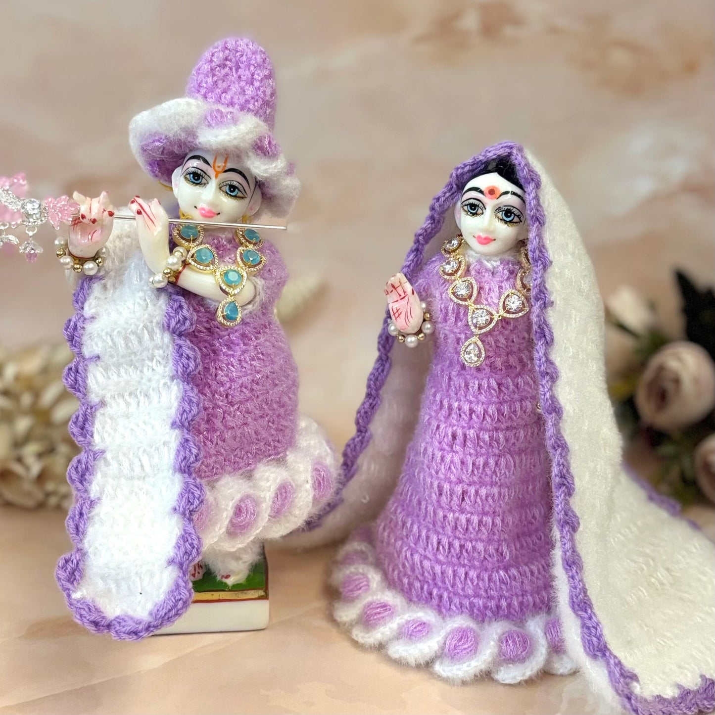 Lavender Snehlata Woollen Radha Krishna Dress