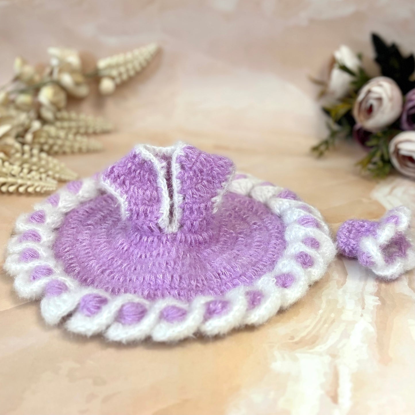 Lavender Woollen Laddu Gopal Dress
