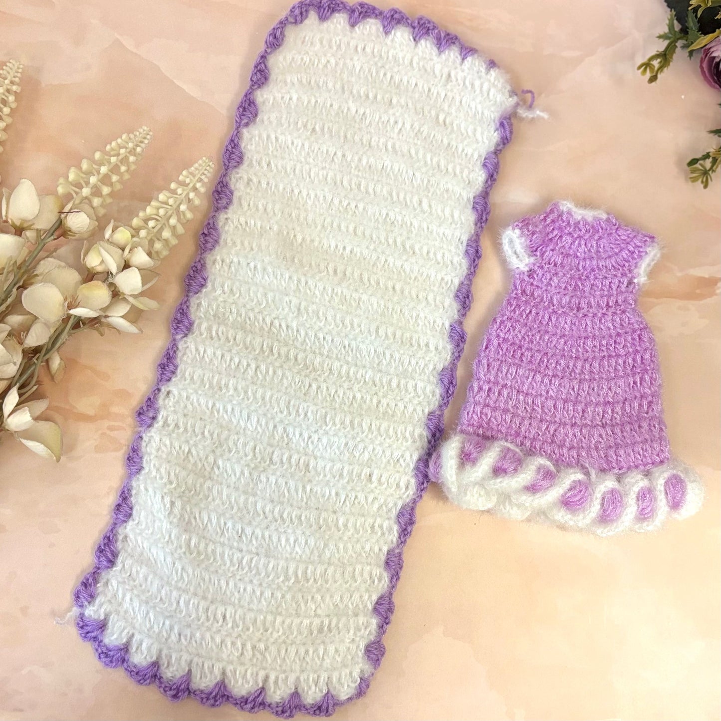 Lavender Snehlata Woollen Radha Krishna Dress