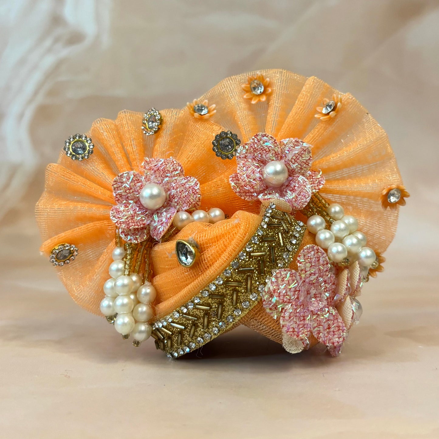 Peach Royale Velvet Laddu Gopal Dress