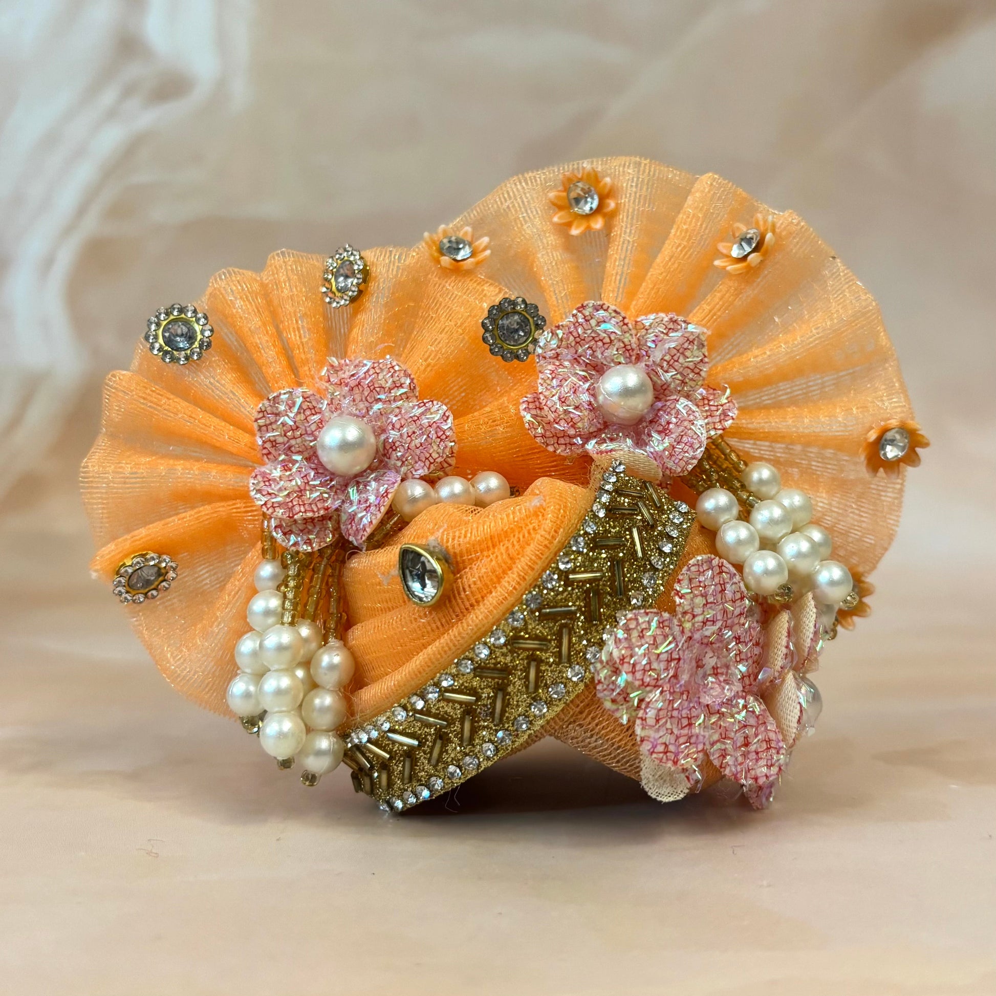 Peach Royale Velvet Laddu Gopal Dress