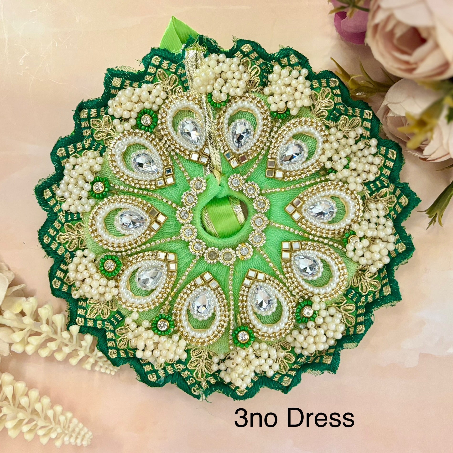 Teej Special Green Laddu Gopal Dress