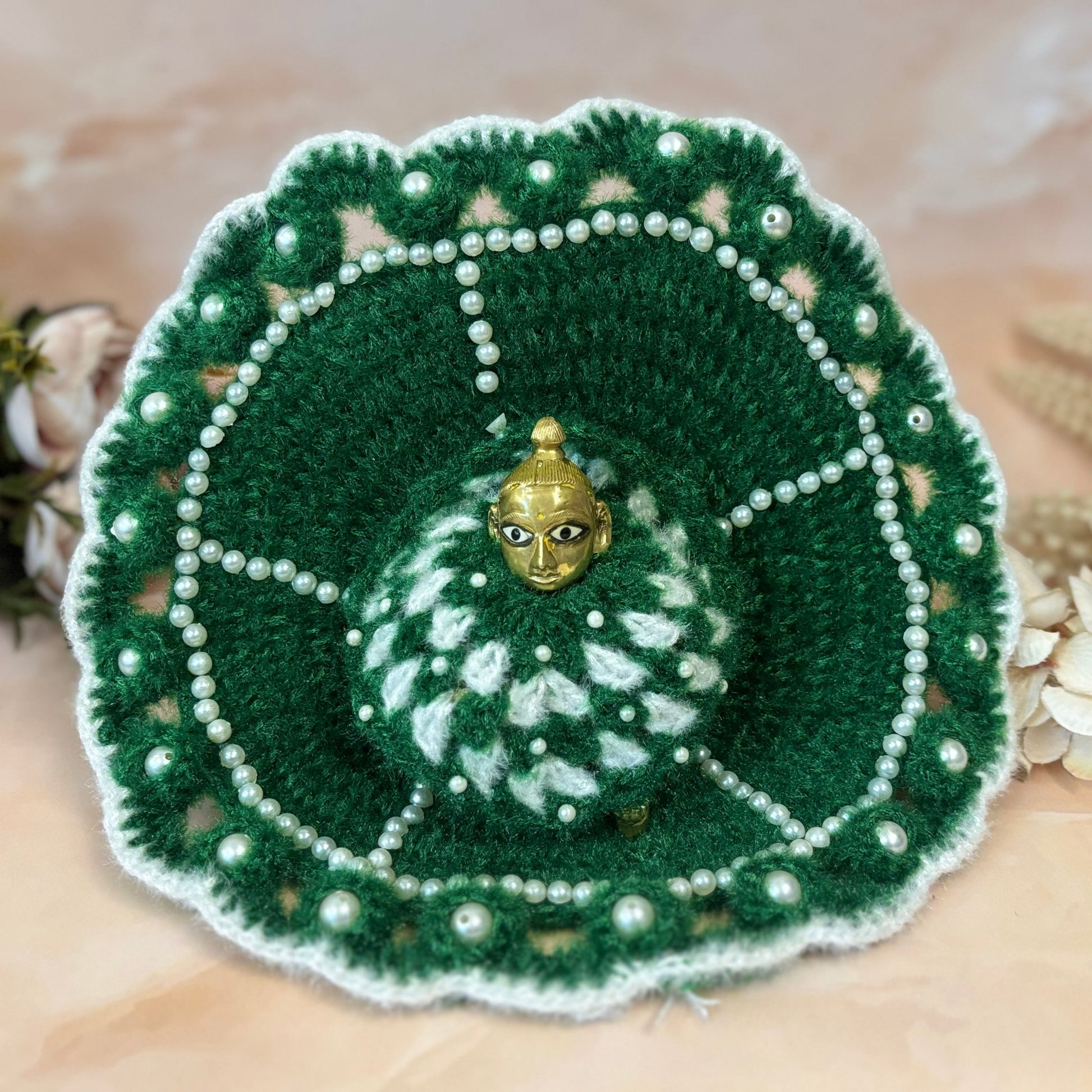 Green Pearl Woollen Laddu Gopal Dress