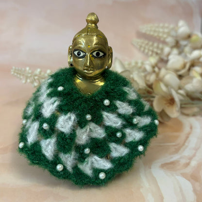 Green Pearl Woollen Laddu Gopal Dress