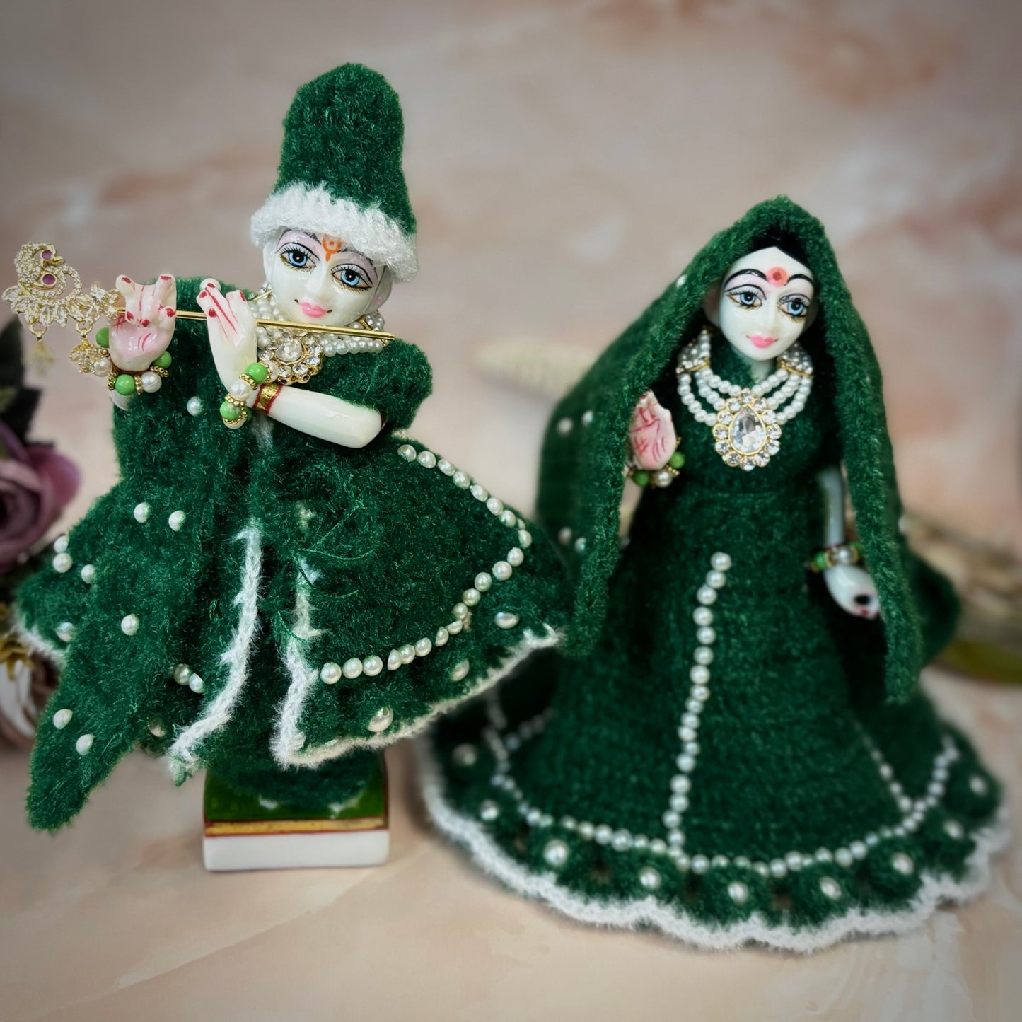 Harit Pearl Woollen Radha Krishna Dress