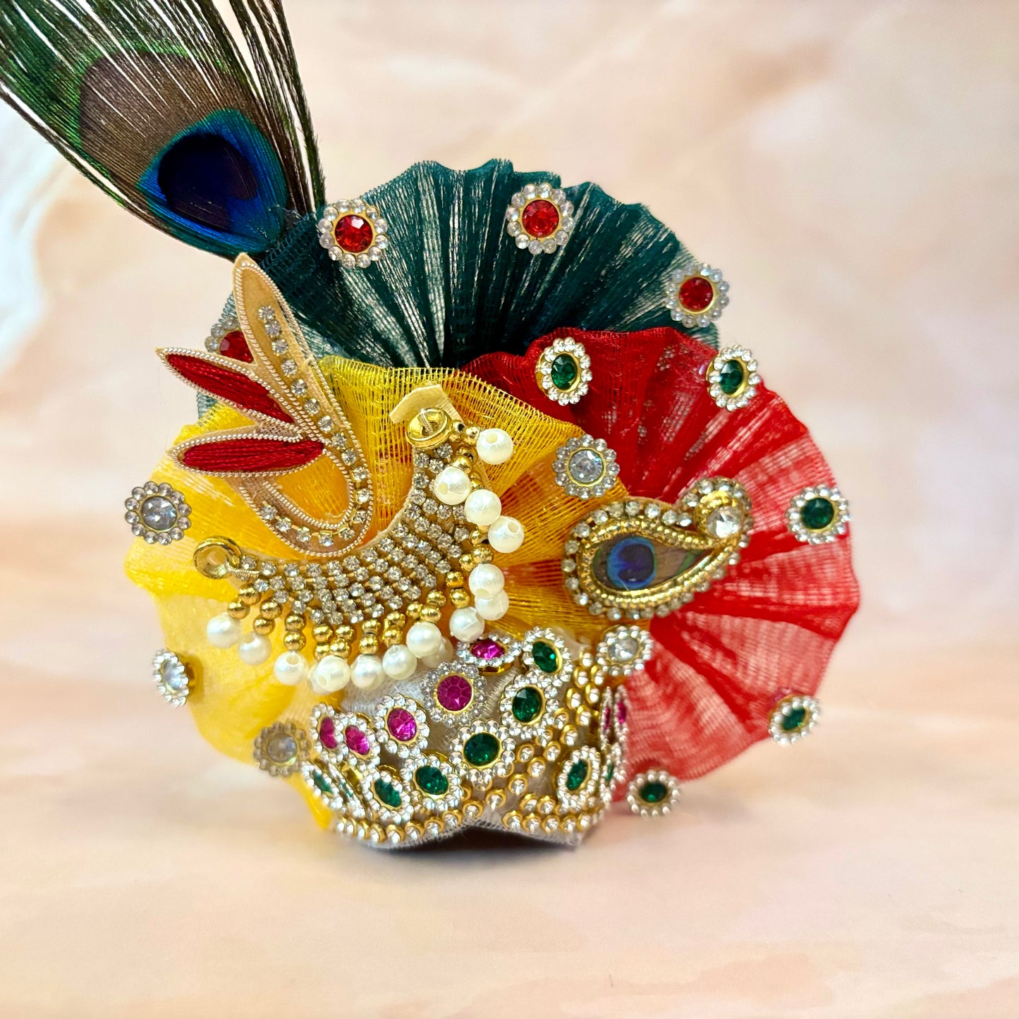Multi-Color Peacock Laddu Gopal Dress (4 piece Set )
