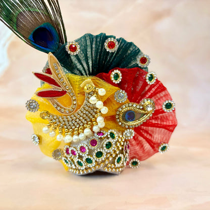 Multi-Color Peacock Laddu Gopal Dress (4 piece Set )