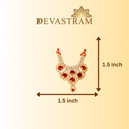 Red stone necklace with measurements on a beige background