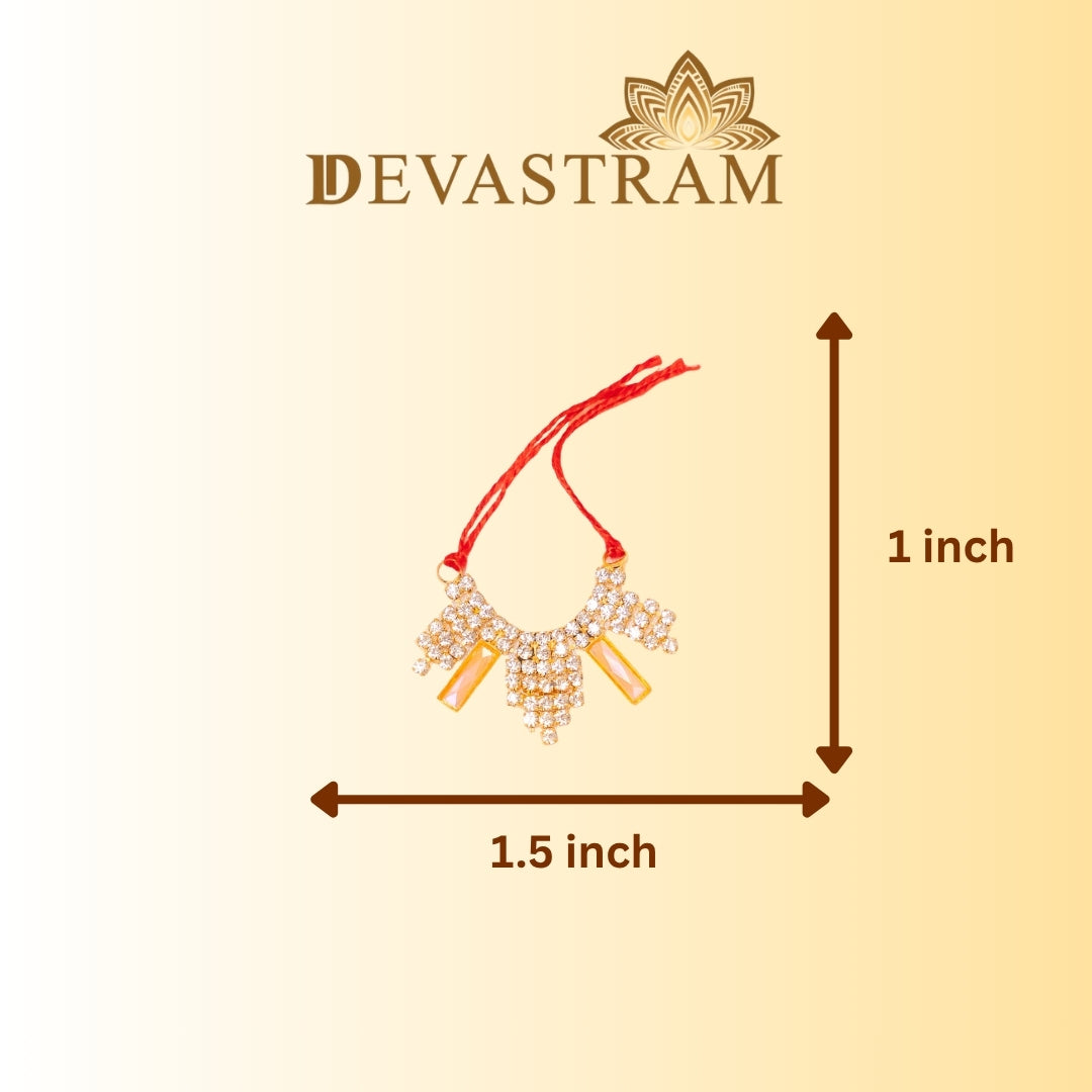 Jewelry measurement chart with Devastram logo and necklace 