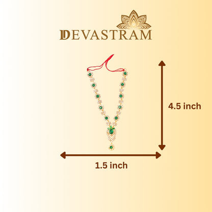 Laddu Gopal necklace with measurements on a beige background