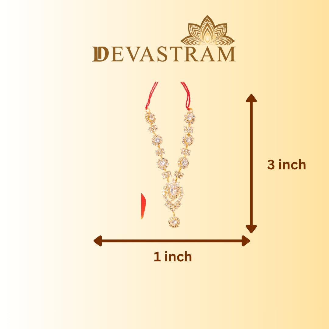 White Stone Necklace necklace with measurements on a beige background