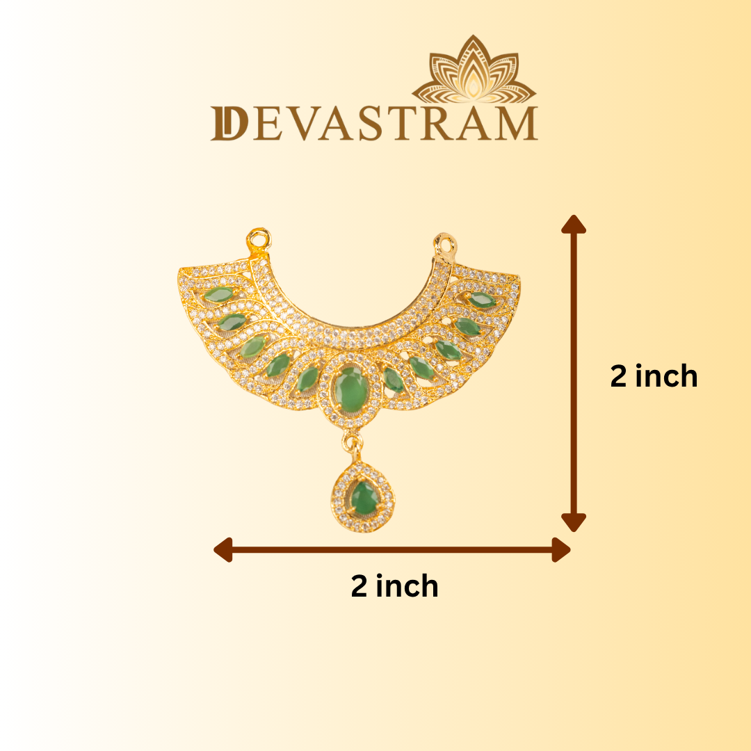 Gold necklace with green stones laddu gopal necklace