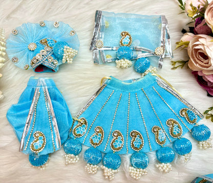 Laxmi ji & Ganesh ji Set Skyblue Lehenga & Dhoti