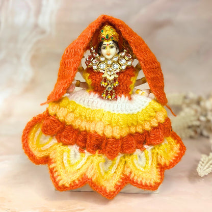 Yellow Woollen Mata Rani Lehenga, Choli & Patka