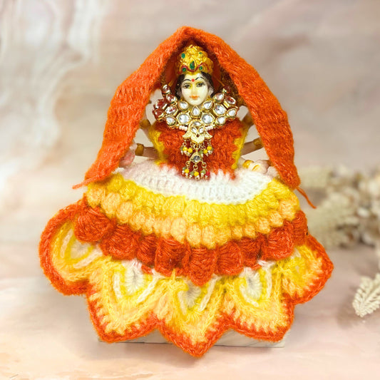 Yellow Woollen Mata Rani Lehenga, Choli & Patka