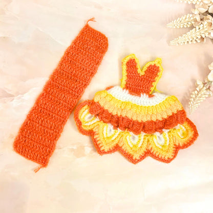 Yellow Woollen Mata Rani Lehenga, Choli & Patka