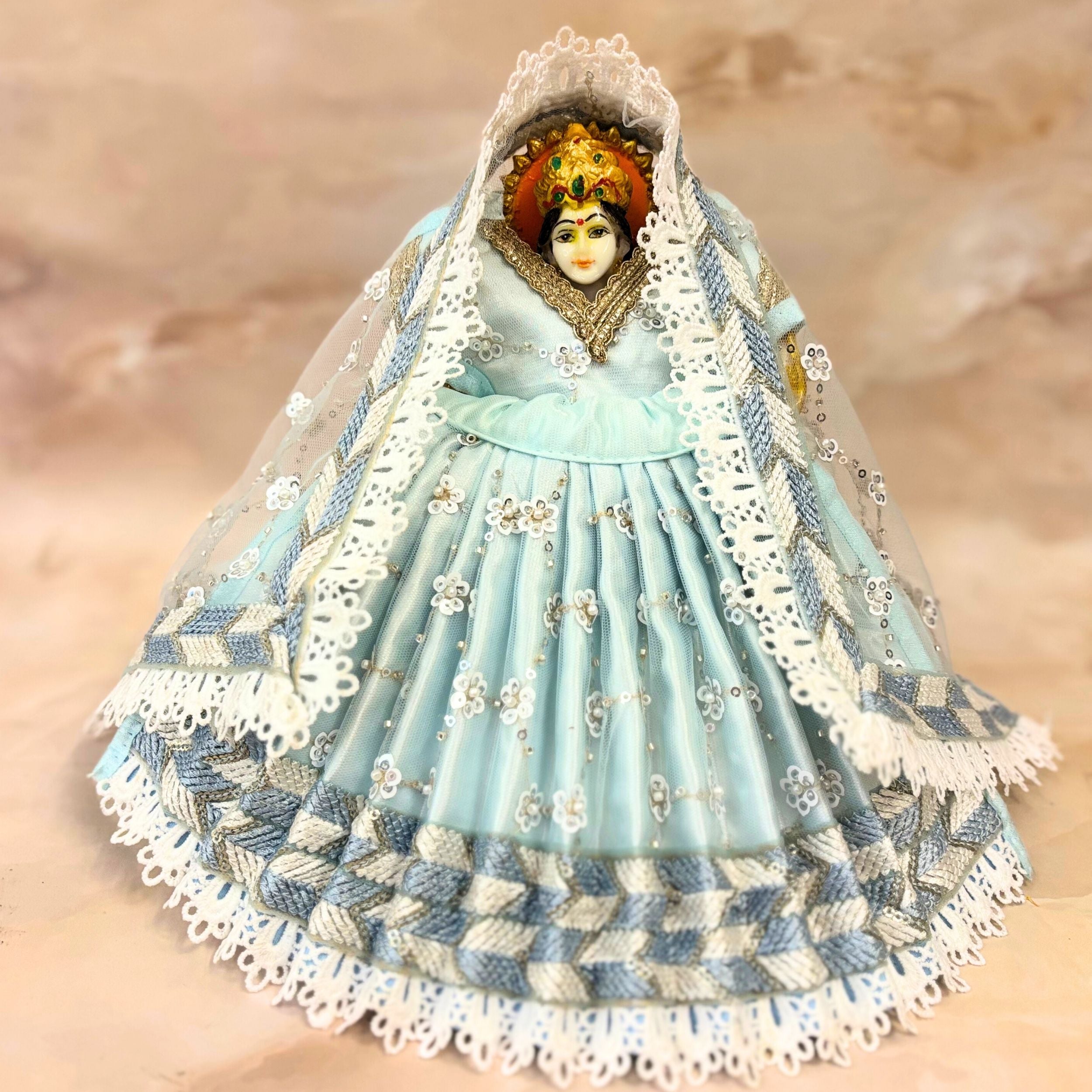 Gaurangi Mata Rani Dress Set | Pastel Blue Lehenga & Patka for Mata ...