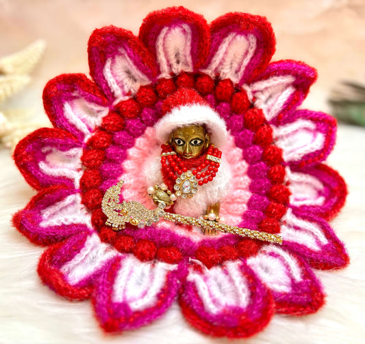 Pink Woollen Laddu Gopal Dress with Woollen Cap