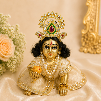 Raj Tilak kundan mukut with ruby and emerald stone detailing for all God idols 