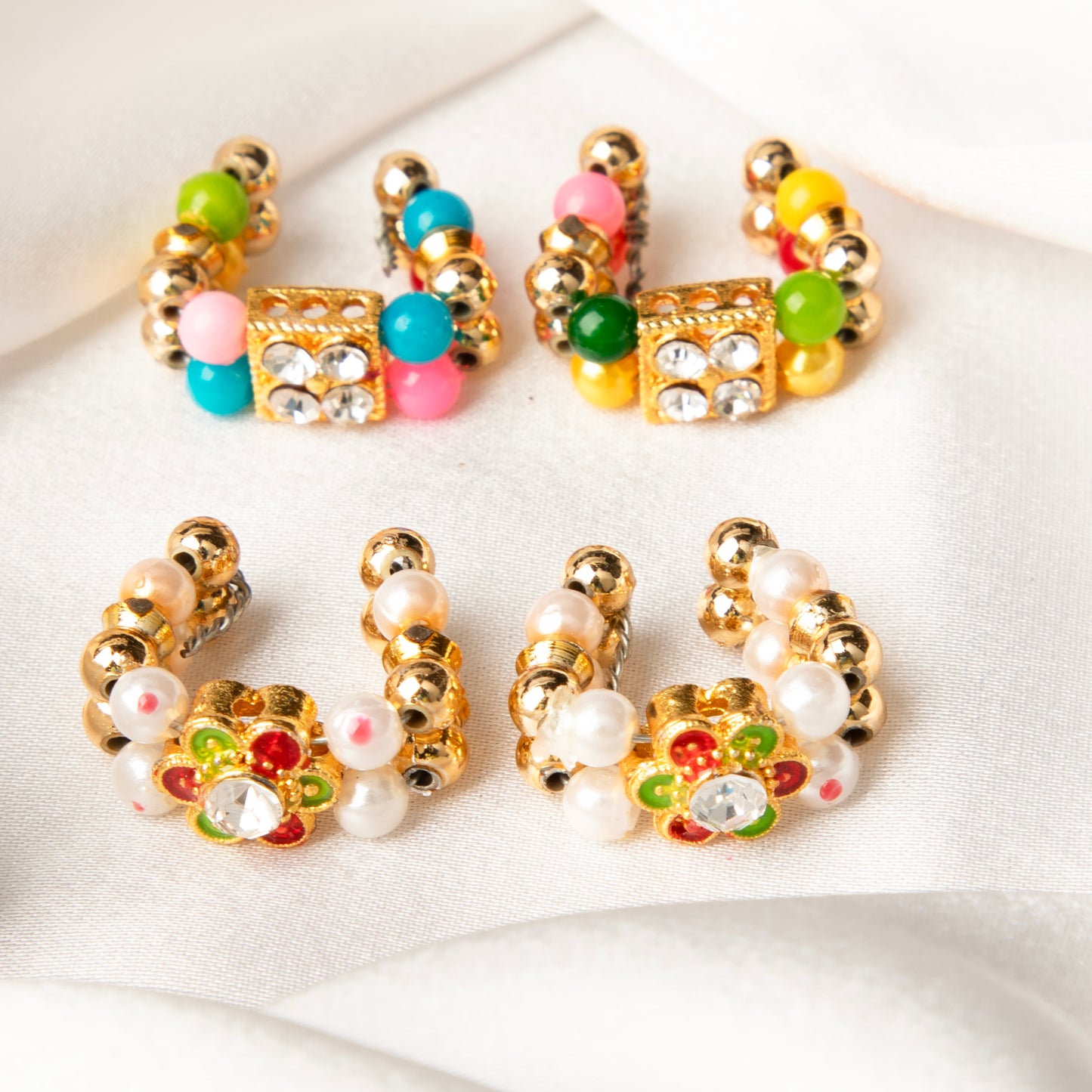 RangRatna Shringar Kangan set for Laddu Gopal with multicolor beads and pearl floral design