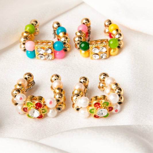RangRatna Shringar Kangan set for Laddu Gopal with multicolor beads and pearl floral design