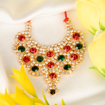 Red & Dark green Heavy Stone Jerken Necklace / Haar for laddu gopal ji (4 no - 6 no )