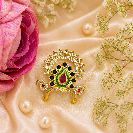 Shahi Ratna kundan mukut with ruby blue and green stones for all God idols 