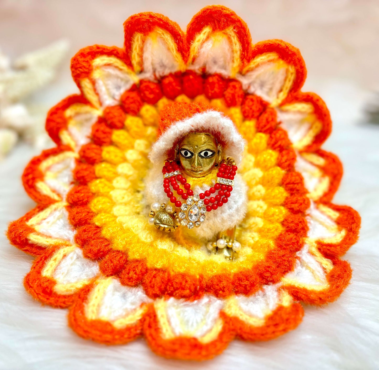 Sunflower Woollen Laddu Gopal Dress with Woollen Cap