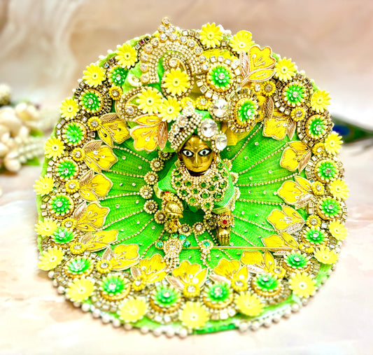 Teej Special Heavy Green Flower Laddu Gopal Dress