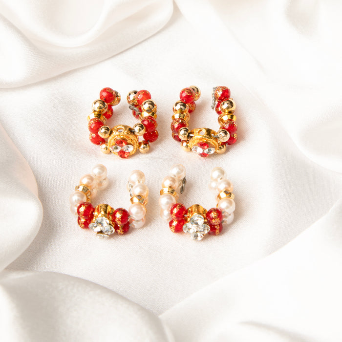 Vaidehi Pearl & Red Bead Kangan Set (Pack of 2)