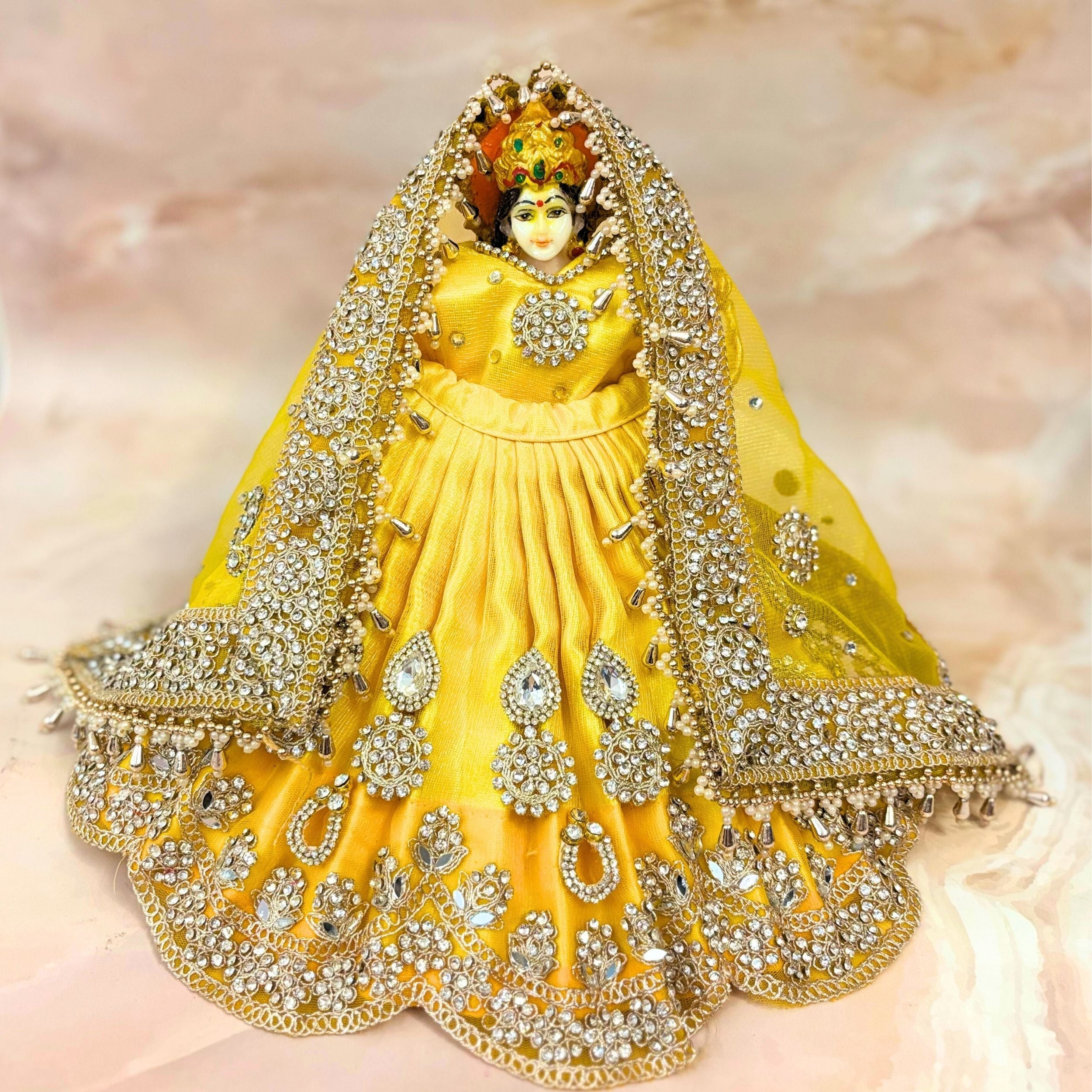 Kanakjyoti Mata Rani Dress Set | Yellow Lehenga Choli Dupatta for Mata ...